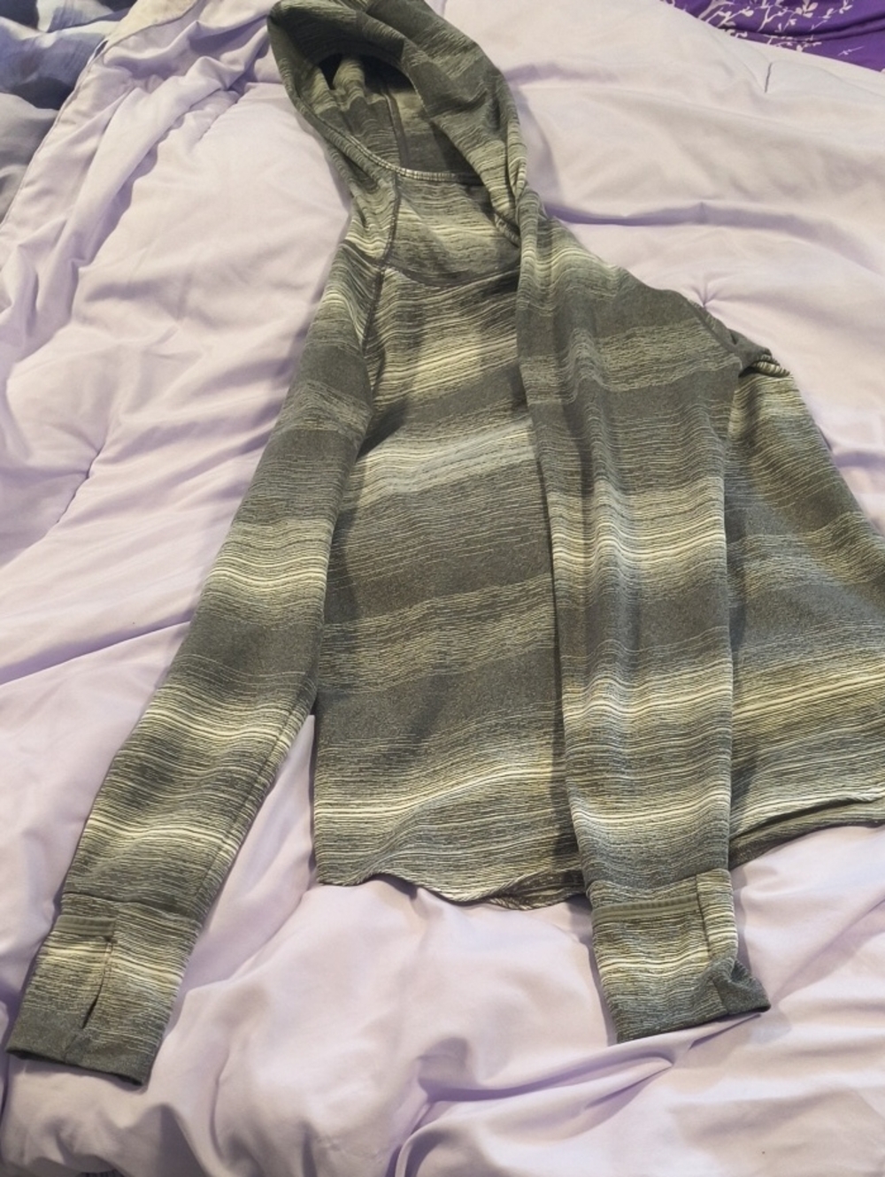 Marmot Grey Striped Hooded Sweater